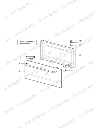 Взрыв-схема плиты (духовки) Parkinson Cowan SIG320SN2 - Схема узла H10 Grill door assy