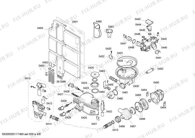 Взрыв-схема посудомоечной машины Bosch SGS58M02EU - Схема узла 04