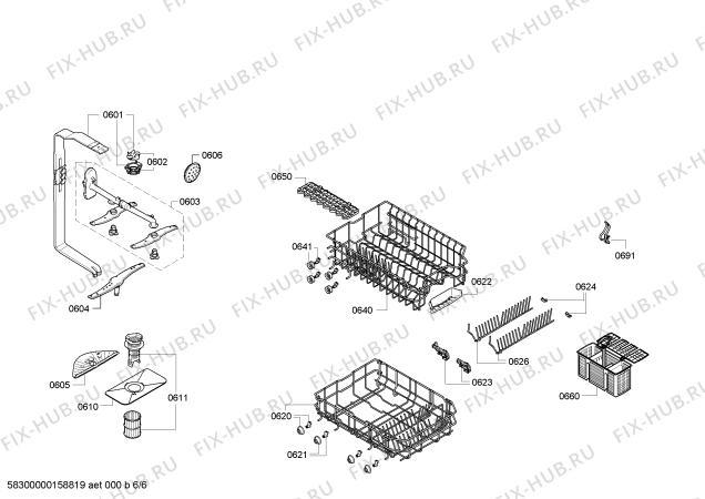 Взрыв-схема посудомоечной машины Bosch SPV40M20RU - Схема узла 06
