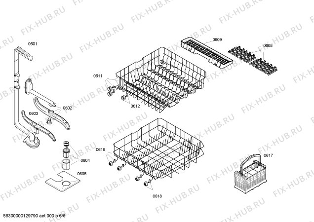 Взрыв-схема посудомоечной машины Bosch SGV53E23GB - Схема узла 06