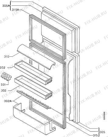 Взрыв-схема холодильника Zanussi ZFC50/17 - Схема узла Door 003
