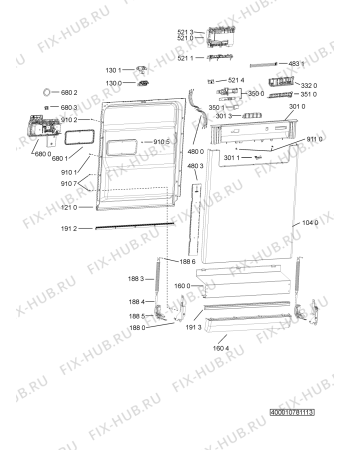 Схема №4 ADP 300 WH с изображением Блок управления для посудомойки Whirlpool 481010773052