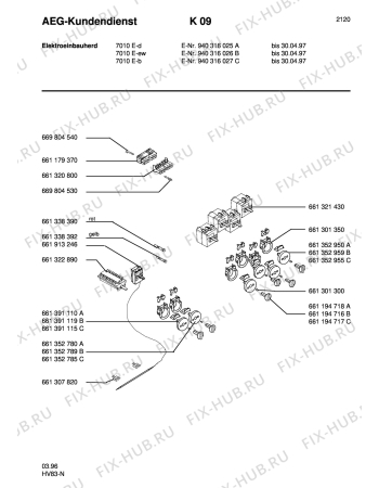 Взрыв-схема плиты (духовки) Aeg 7010E-D - Схема узла Section6