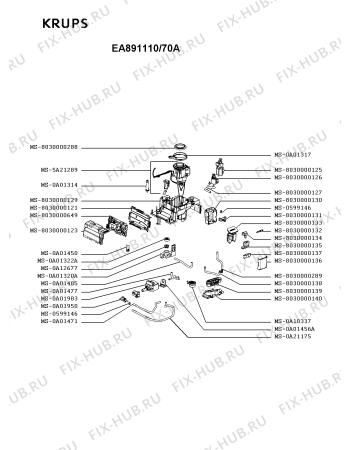 Взрыв-схема кофеварки (кофемашины) Krups EA891110/70A - Схема узла EP005808.2P2