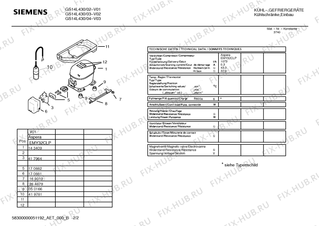 Взрыв-схема холодильника Siemens GS14L430 - Схема узла 02