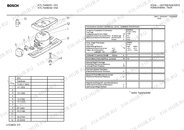 Взрыв-схема холодильника Bosch KTL75490 - Схема узла 03