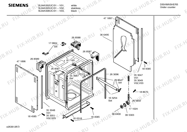 Взрыв-схема посудомоечной машины Siemens SL84A302UC hydroSensor - Схема узла 03