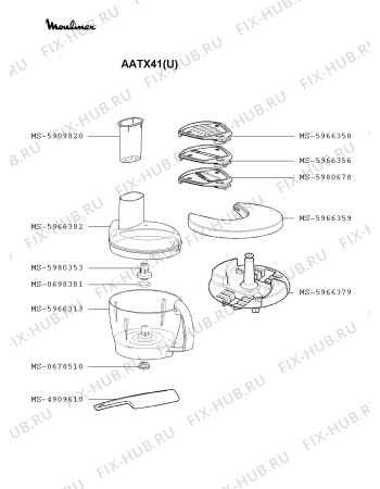 Взрыв-схема кухонного комбайна Moulinex AATX41(U) - Схема узла QP002807.0P3