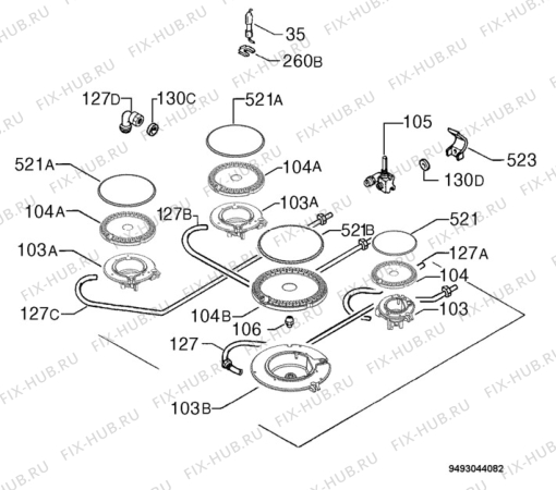 Взрыв-схема плиты (духовки) Arthurmartinelux AHG6040X - Схема узла Functional parts 267