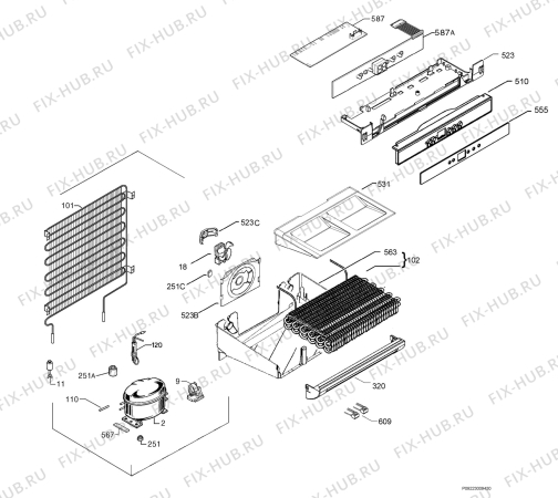 Взрыв-схема холодильника Electrolux EUF12800 - Схема узла Cooling system 017