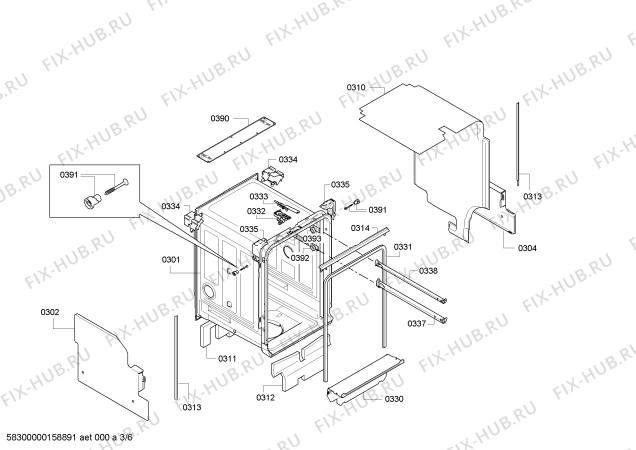 Схема №5 SPV58M00EU с изображением Передняя панель для посудомоечной машины Bosch 00707501