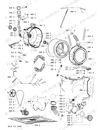 Схема №1 WFW 9750 WR 02 с изображением Двигатель (мотор) для стиральной машины Whirlpool 480111101264