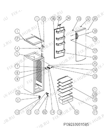 Взрыв-схема холодильника Zoppas PRA226CWO - Схема узла Refrigerator