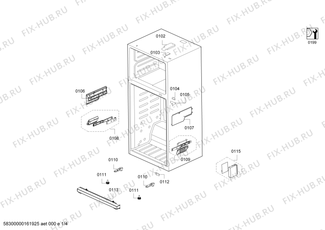 Схема №4 KD64NVL21N с изображением Дверь для холодильной камеры Siemens 00775243