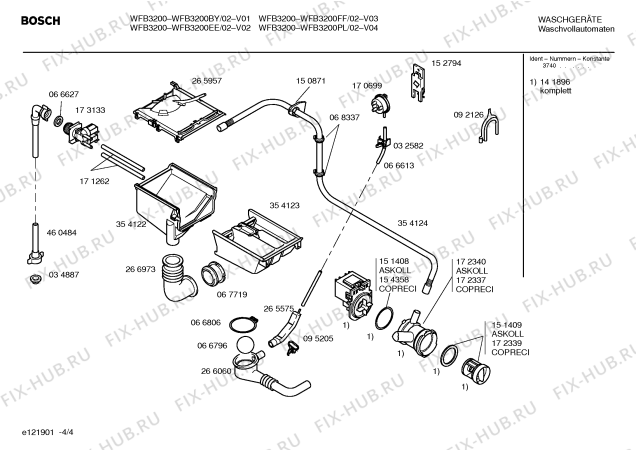 Схема №4 WFB3200FF Bosch WFB 3200 с изображением Таблица программ для стиралки Bosch 00183285