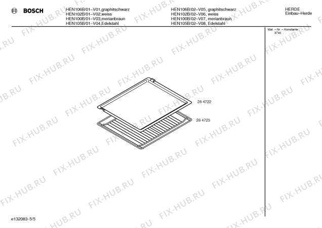 Схема №5 HEN106B с изображением Панель управления для плиты (духовки) Bosch 00289428