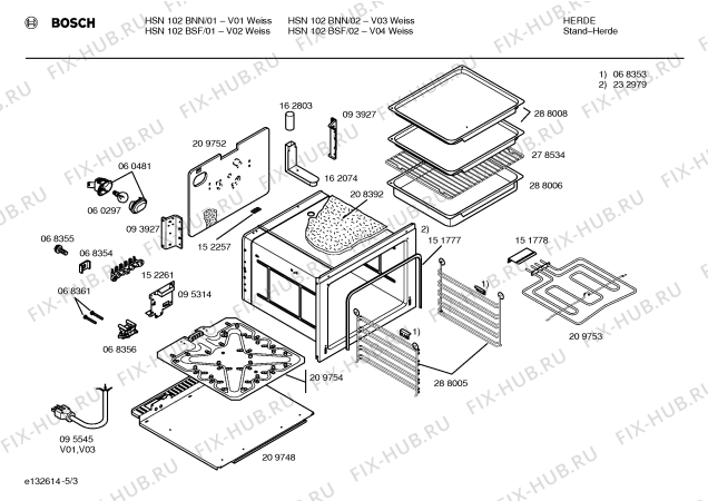 Взрыв-схема плиты (духовки) Bosch HSN102BSF - Схема узла 03