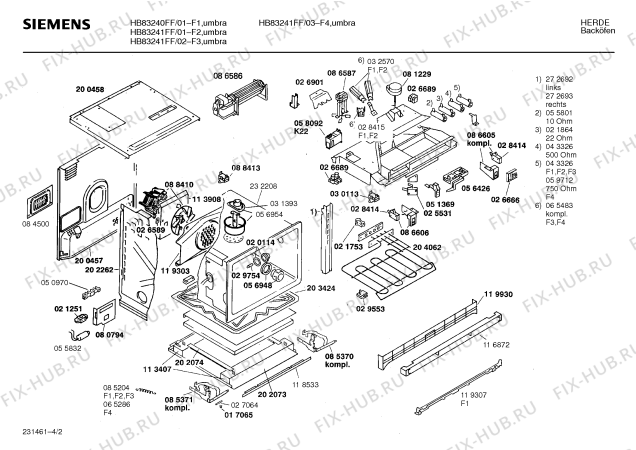 Взрыв-схема плиты (духовки) Siemens HB83241FF - Схема узла 02