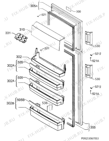 Взрыв-схема холодильника Electrolux ST265 - Схема узла Door 003