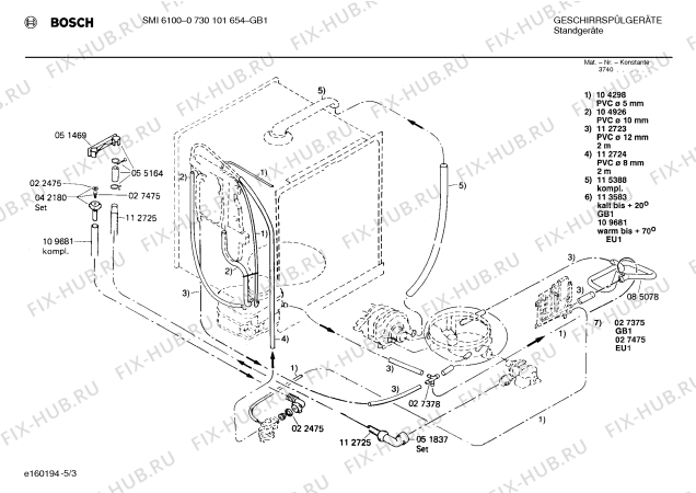 Взрыв-схема посудомоечной машины Bosch 0730101654 S610 - Схема узла 03