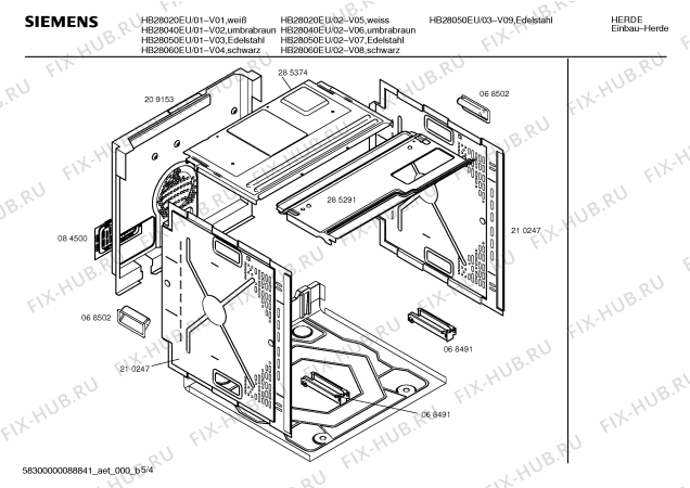 Взрыв-схема плиты (духовки) Siemens HB28040EU - Схема узла 04