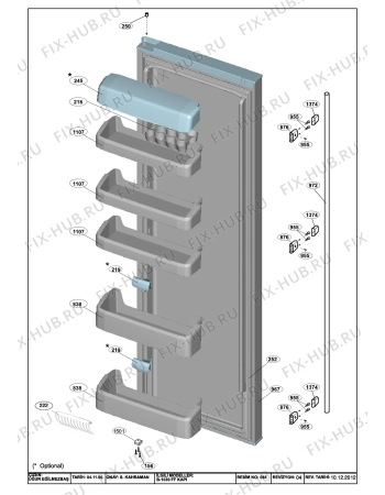 Взрыв-схема холодильника Beko BEKO GNE 35700 S (7219948782) - B1030/DOOR ACCESSORIES