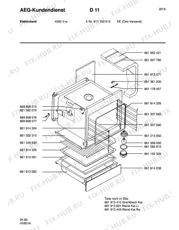 Взрыв-схема плиты (духовки) Aeg 4200V-W - Схема узла Section2