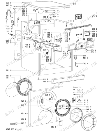 Схема №1 AWO/D 9200 с изображением Обшивка для стиралки Whirlpool 481245311072