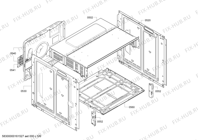 Взрыв-схема плиты (духовки) Bosch HBA20B121S - Схема узла 05