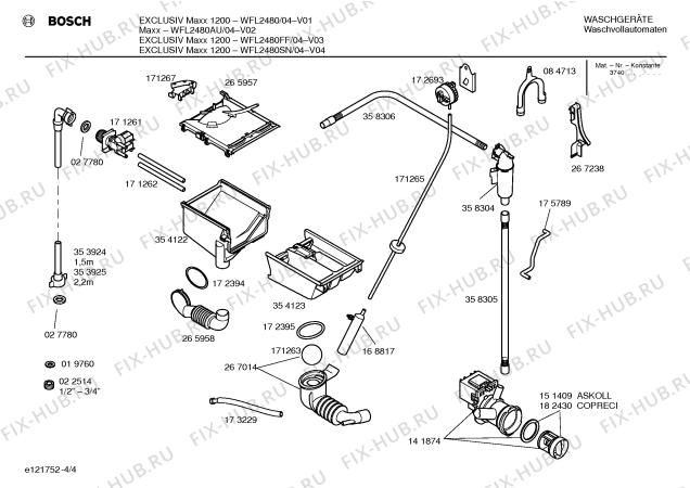 Схема №3 WFL2480SN EXCLUSIV Maxx 1200 с изображением Инструкция по установке и эксплуатации для стиралки Bosch 00500170