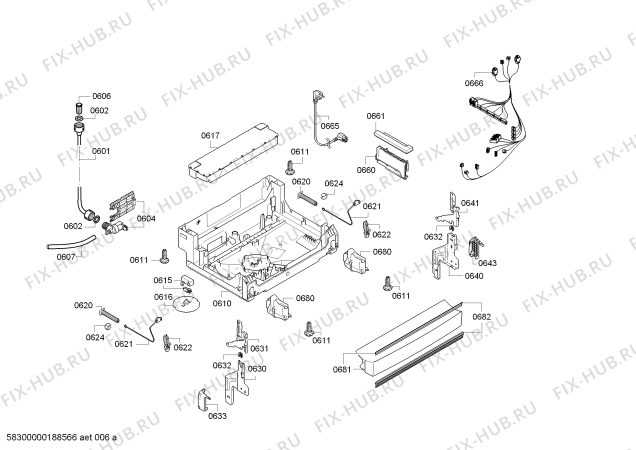 Взрыв-схема посудомоечной машины Bosch SMS69M22GB, SuperSilence, Serie 6 - Схема узла 06