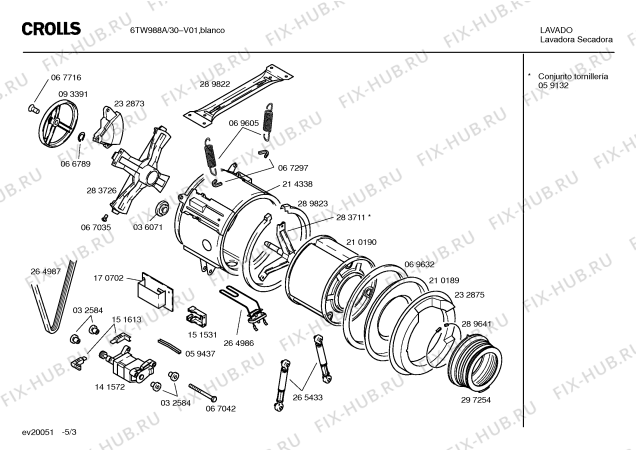 Схема №5 6TW988A Crolls 6TW988A с изображением Кабель для стиральной машины Bosch 00353548