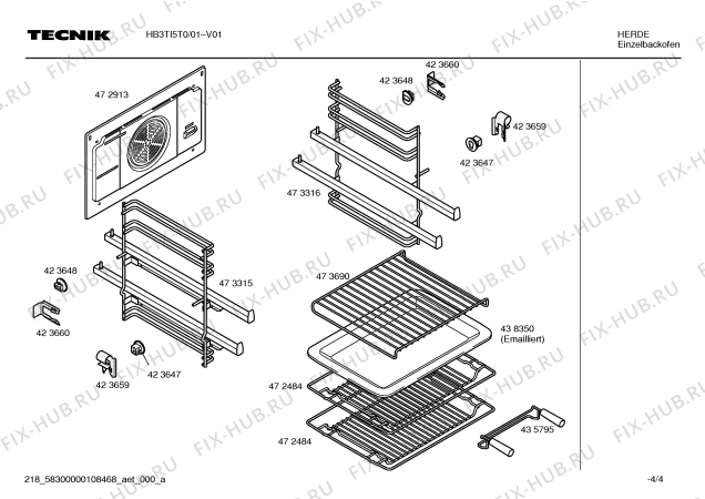 Взрыв-схема плиты (духовки) Tecnik HB3TI5T0 Horno tecnik indep.inox.multifnc.3d ec2 - Схема узла 04