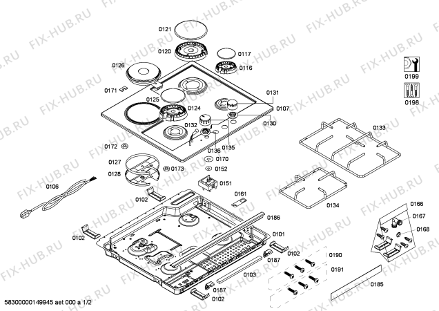 Схема №2 EC645YB80Q 3G+1E SE60F IH5 с изображением Варочная панель для плиты (духовки) Siemens 00683026