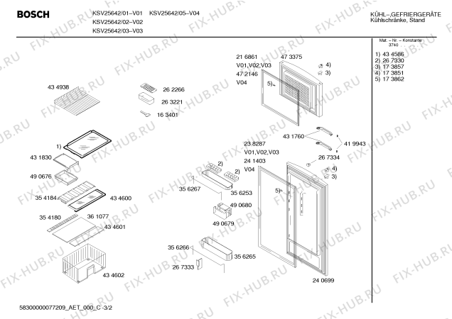 Взрыв-схема холодильника Bosch KSV25642 - Схема узла 02