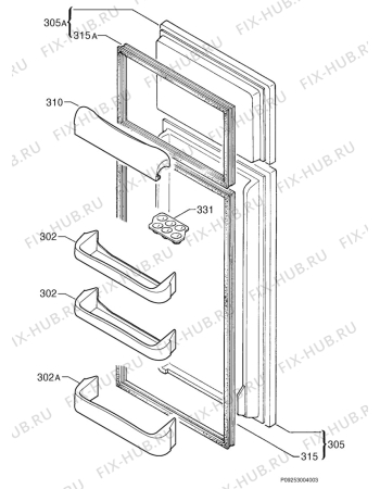 Взрыв-схема холодильника Zanussi ZD19/5O - Схема узла Door 003