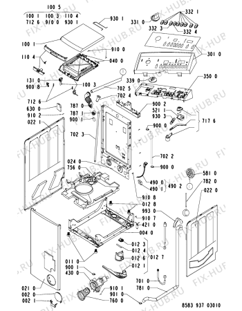 Схема №2 WATE 9375/1 с изображением Обшивка для стиралки Whirlpool 481245211621