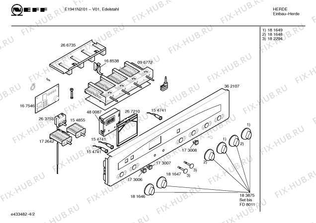 Взрыв-схема плиты (духовки) Neff E1941N2 - Схема узла 02