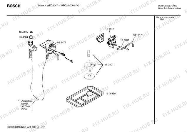 Взрыв-схема стиральной машины Bosch WFC2047 Maxx 4 WFC 2047 - Схема узла 05