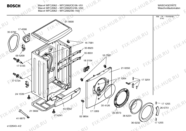 Схема №1 WFC2062EU Maxx4 WFC2062 с изображением Таблица программ для стиралки Bosch 00587517