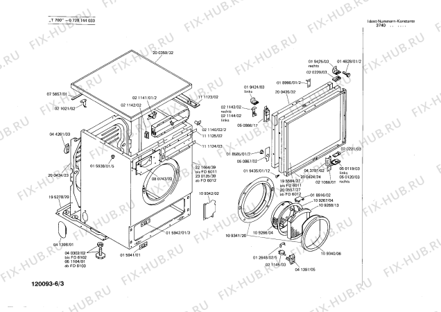 Взрыв-схема стиральной машины Bosch 0728144033 T700 - Схема узла 03