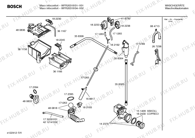 Взрыв-схема стиральной машины Bosch WFR2031II Maxx infoconfort WFR 2031 - Схема узла 04
