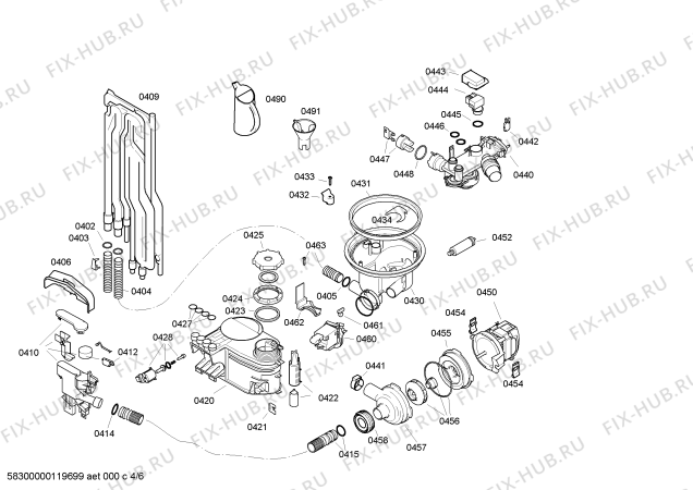 Взрыв-схема посудомоечной машины Bosch SGI45M85EU - Схема узла 04