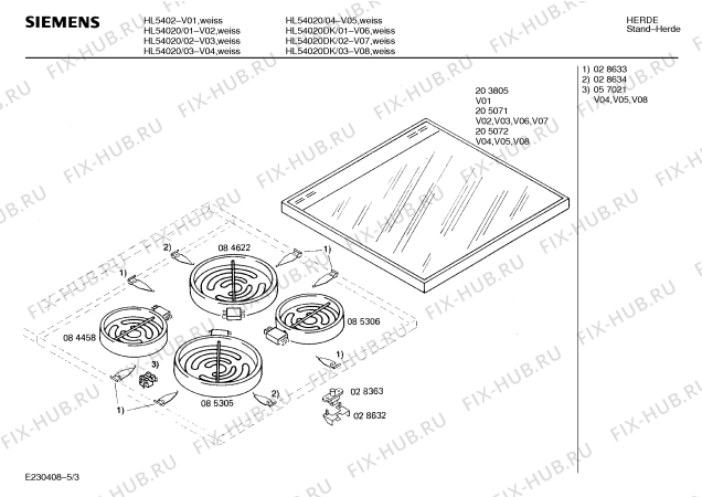 Схема №3 HL54020DK с изображением Стеклокерамика для плиты (духовки) Siemens 00205071