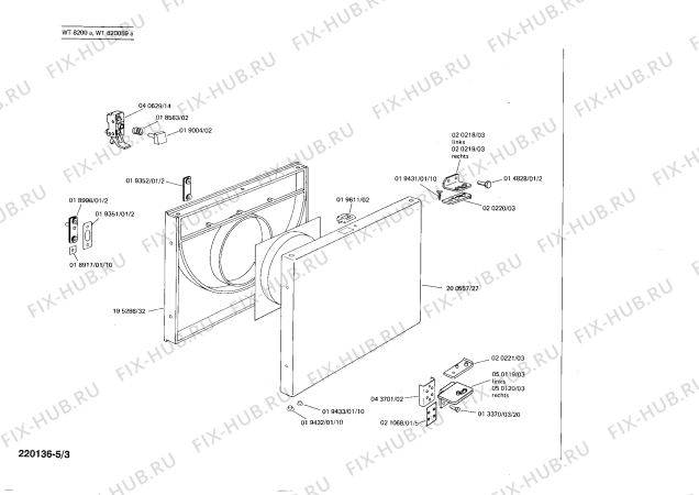 Взрыв-схема сушильной машины Siemens WT820059A FLAUSCHTROCKNER 820 - Схема узла 03