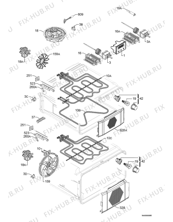 Взрыв-схема плиты (духовки) Zanussi ZOU580X - Схема узла Electrical equipment 268