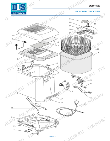 Схема №1 F27201 с изображением Провод для электрофритюрницы DELONGHI 5025506600