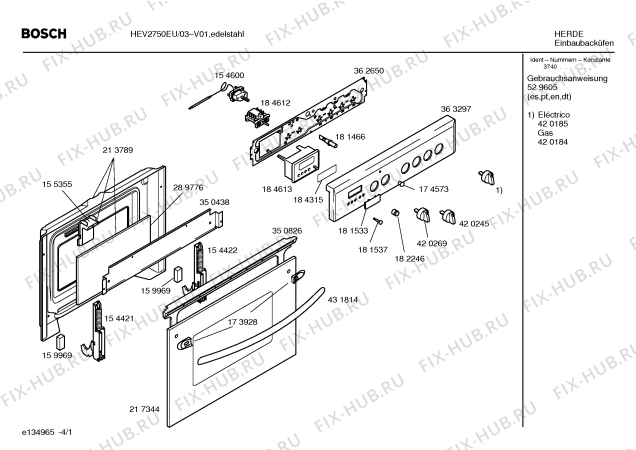 Схема №3 HEV2750EU с изображением Инструкция по эксплуатации для электропечи Bosch 00529605