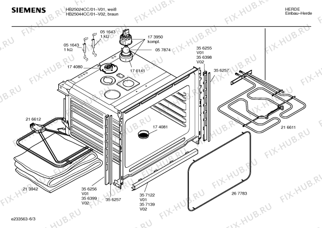 Взрыв-схема плиты (духовки) Siemens HB25024CC - Схема узла 03