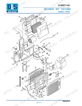 Схема №2 PAC F400S Bianco с изображением Труба для сплит-системы DELONGHI 7350005400